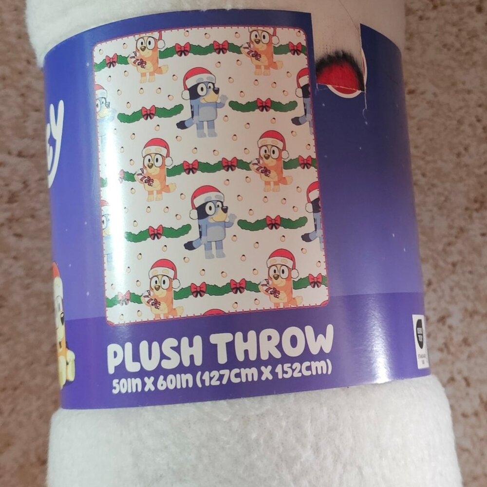 Bluey and Friends White Background Throw Blanket 2025 Holiday 50" X 60"